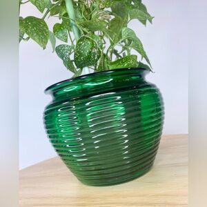 MCM Plant Pot Beehive Cleveland Ohio National Potteries Emerald Green Glass Pots